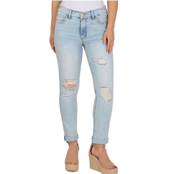 Seven7 Stretch Plus SIZE NWT Distressed Bleach Wash Ankle Jeans - Picture 3 of 13